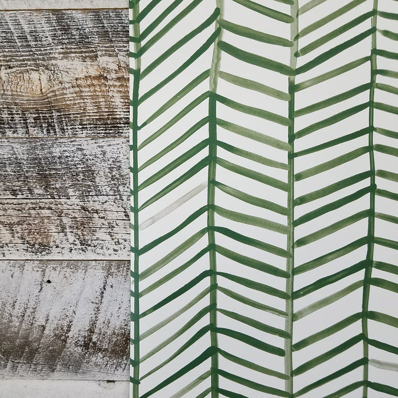 Cat Coquillette Green Herringbone Peel and Stick Wallpaper