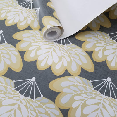 Lotus Mustard Floral Fans Wallpaper