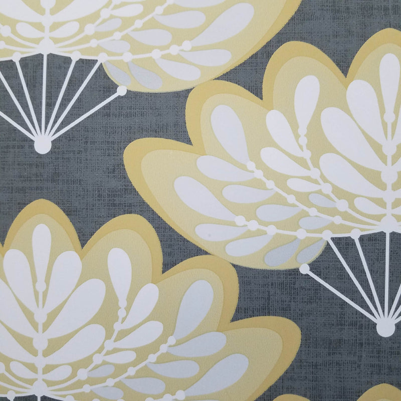 Lotus Mustard Floral Fans Wallpaper