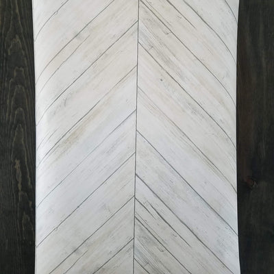 White Chevron Wood Boards Peel and Stick Wallpaper