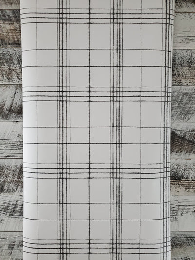 York Farmhouse Plaid Black and White Wallpaper