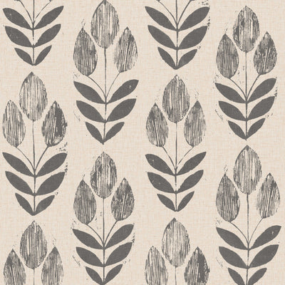 Black Scandinavian Block Print Tulip Wallpaper