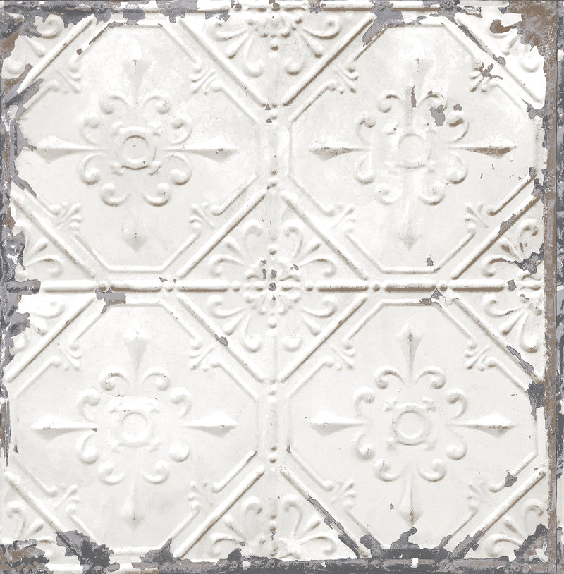 Wallpops Vintage White Tin Ceiling Tile Wallpaper