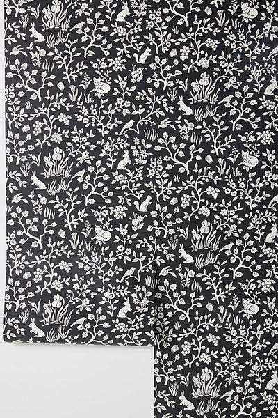 Magnolia Home Fox and Hare Black and White Textured Wallpaper