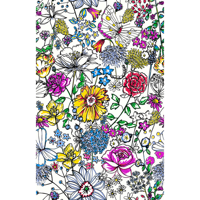 Daley Multicolor Line Floral Farmhouse Wallpaper