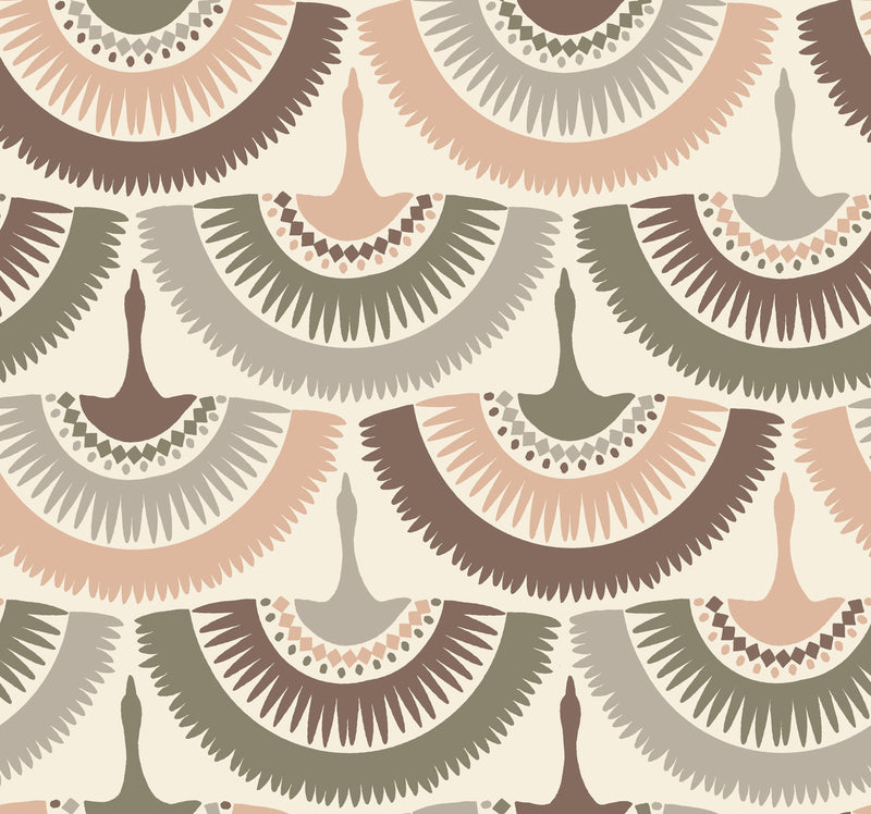 Neutral Feather & Fringe Boho Wallpaper