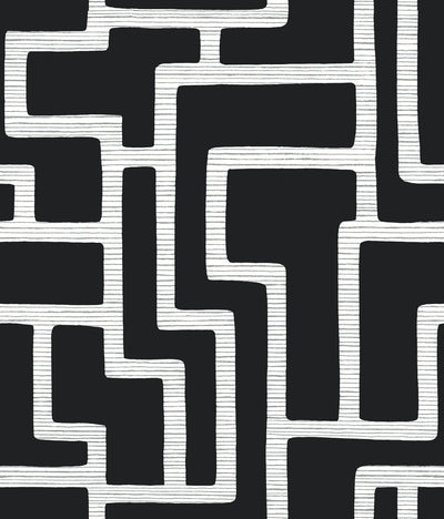 Graphic Polyomino Black Wallpaper