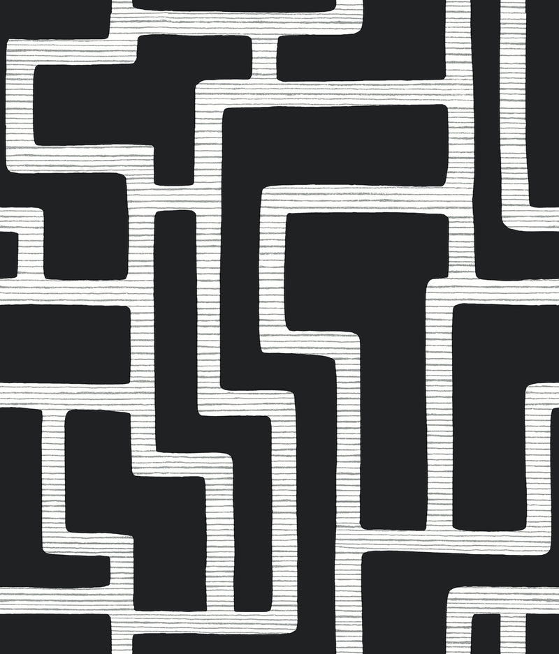 Graphic Polyomino Black Wallpaper