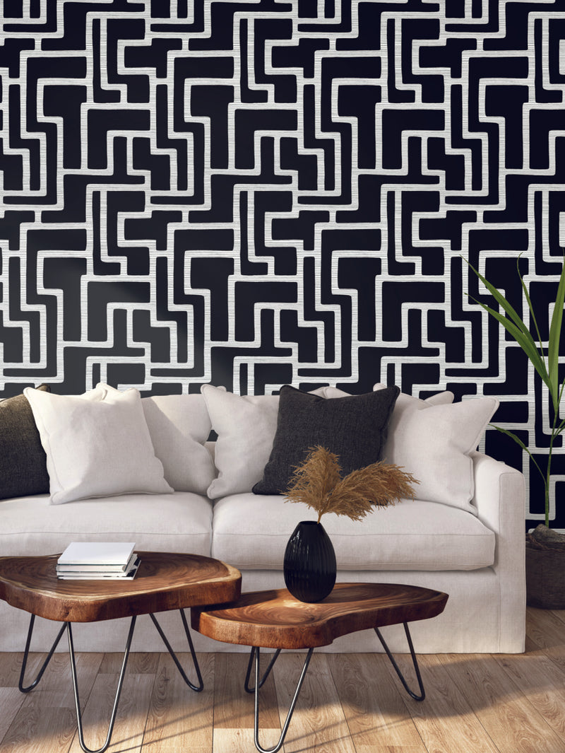 Graphic Polyomino Black Wallpaper