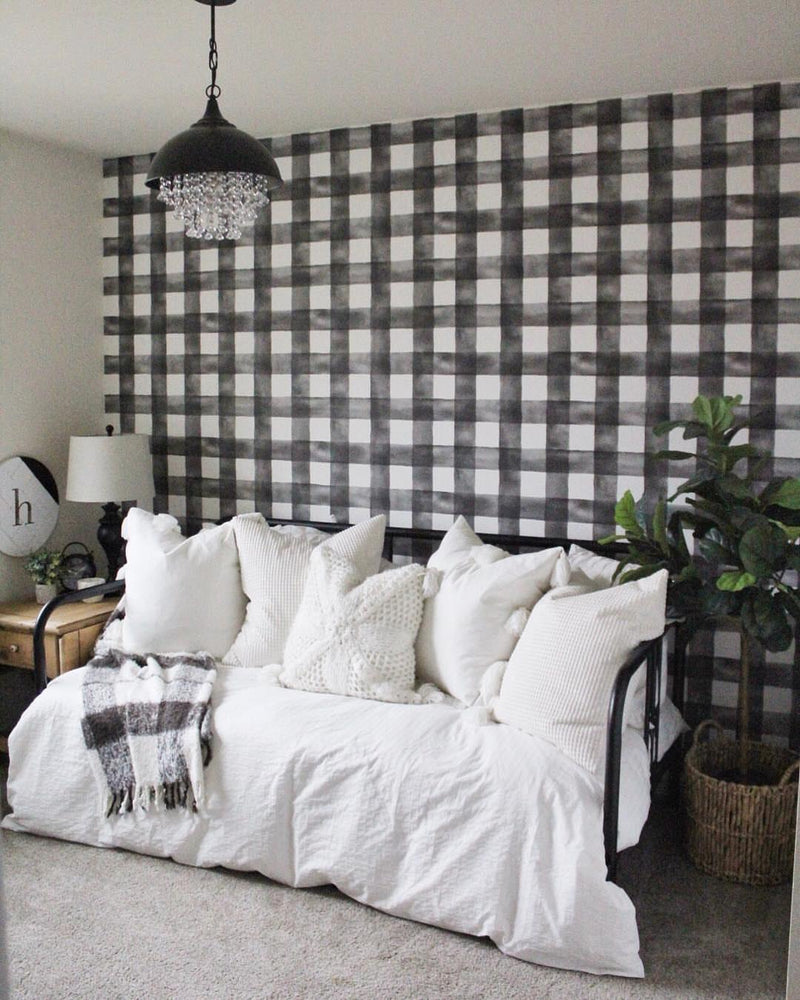 Magnolia Home Buffalo Check Black and White Wallpaper