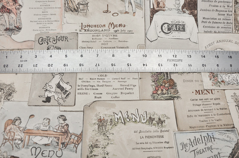 Norwall French & English Antique Bistro Menus Kitchen Wallpaper