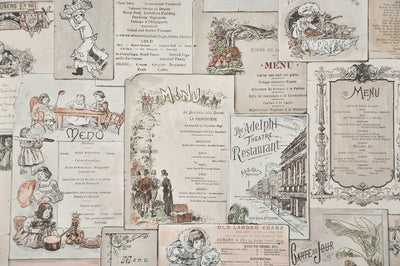 Norwall French & English Antique Bistro Menus Kitchen Wallpaper