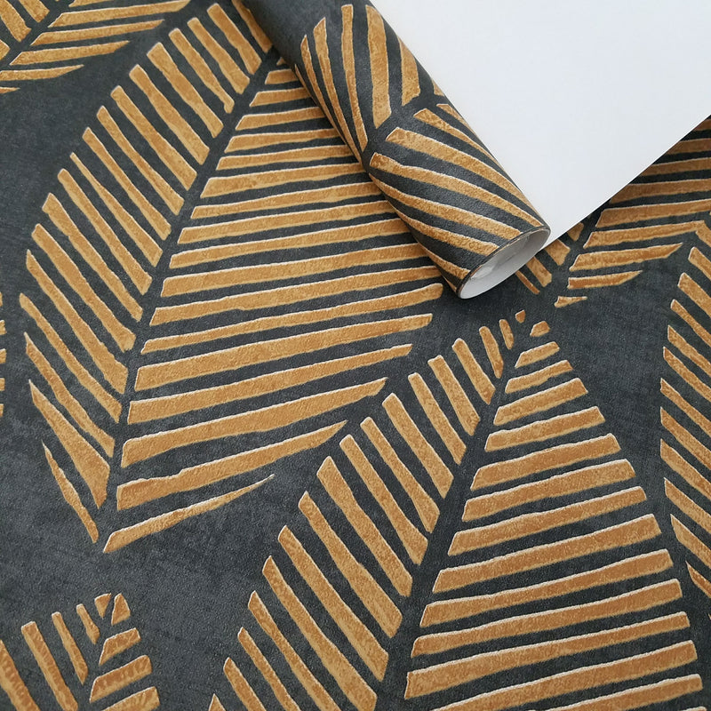 Maya Burnt Orange Tropical Leaf Wallpaper