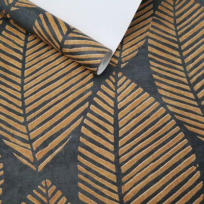 Maya Burnt Orange Tropical Leaf Wallpaper