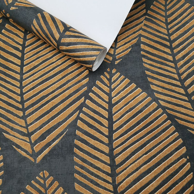 Maya Burnt Orange Tropical Leaf Wallpaper
