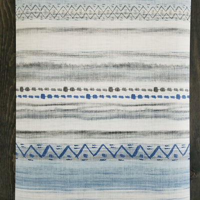 Maya Boho Aztec Mud Cloth Blue Wallpaper