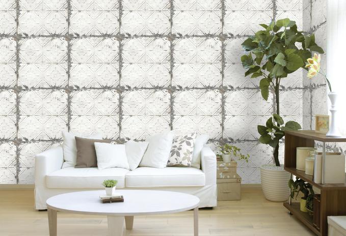 Wallpops Vintage White Tin Ceiling Tile Wallpaper
