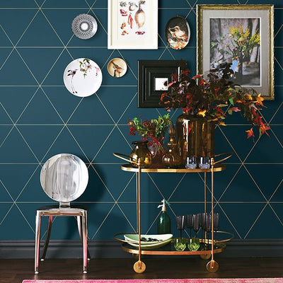 Twilight Teal Modern Geometric Wallpaper
