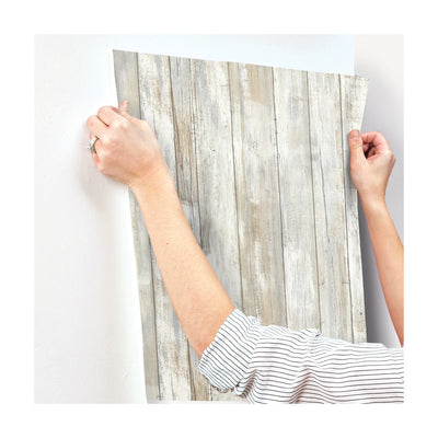 Distressed Barnwood Plank Wood Peel and Stick Wallpaper