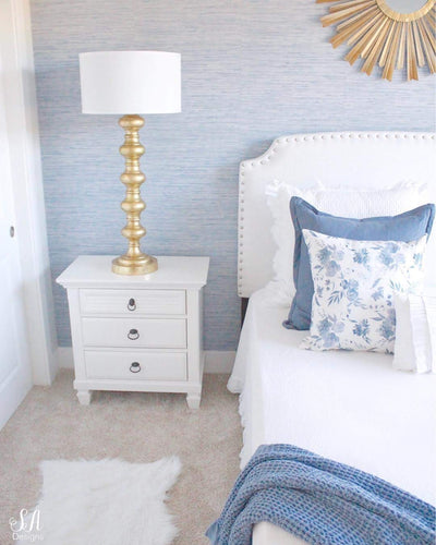 Ocean Blue Faux Grasscloth Wallpaper