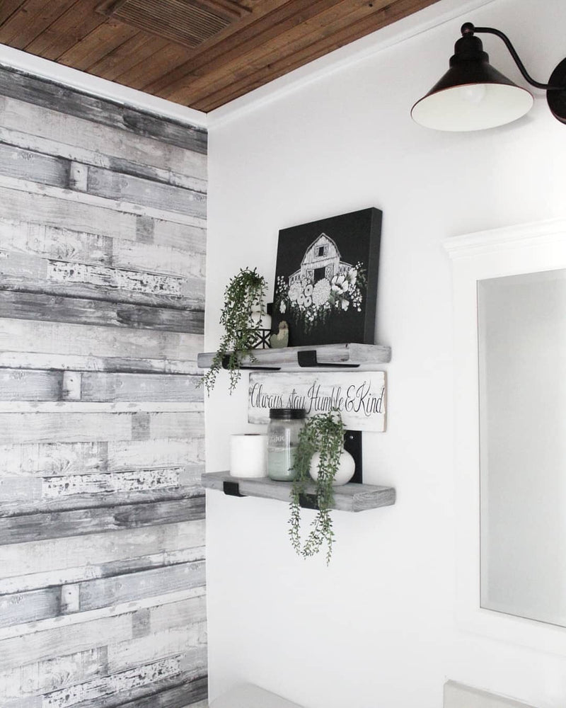 Modern Gray Charcoal Weathered Beachwood Wallpaper