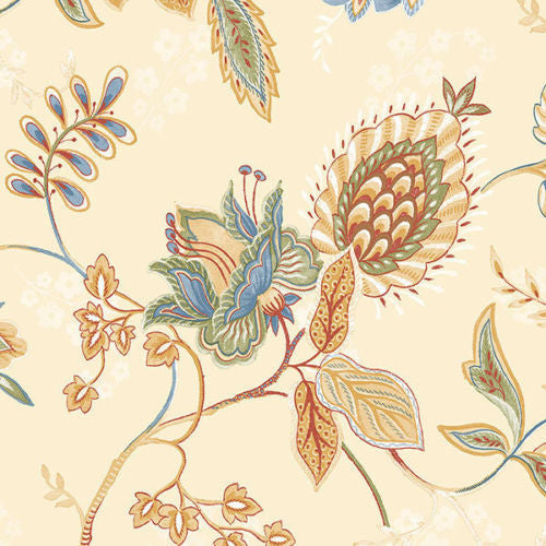 cream gold brown blue Jacobean wallpaper GC29831