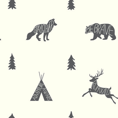 Black and White Run Wild Boho Animal Wallpaper