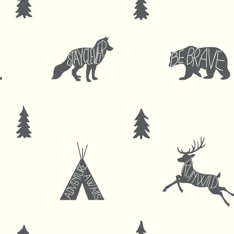Black and White Run Wild Boho Animal Wallpaper