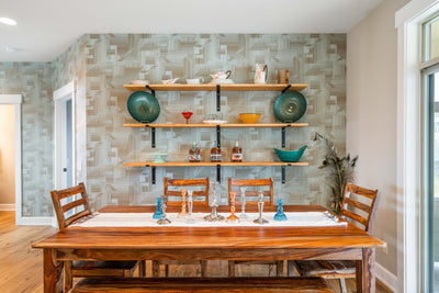 All Lined Up Mid Century Gold Stripe Wallpaper