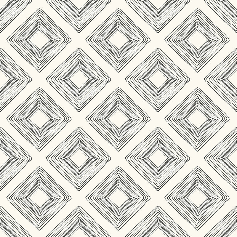 Diamond Sketch Black and White Magnolia Wallpaper