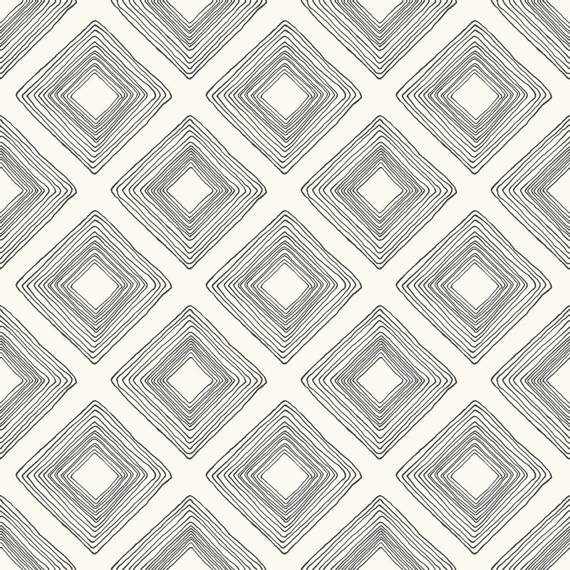 Diamond Sketch Black and White Magnolia Wallpaper