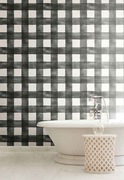 Magnolia Home Buffalo Check Black and White Wallpaper