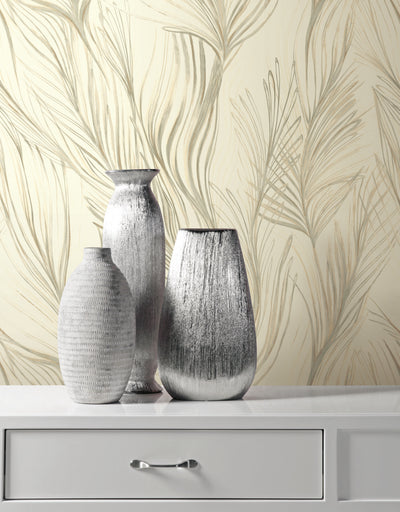 Jade Collection Beige Peaceful Plume Wallpaper NA0502