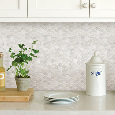 Wallpops Hexagon Marble Farmhouse Peel and Stick Backsplash Tile