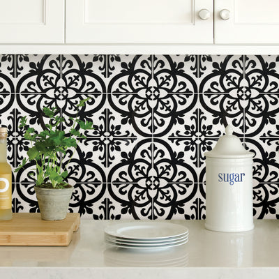 Wallpops Avignon Black and White Peel and Stick Backsplash Tile