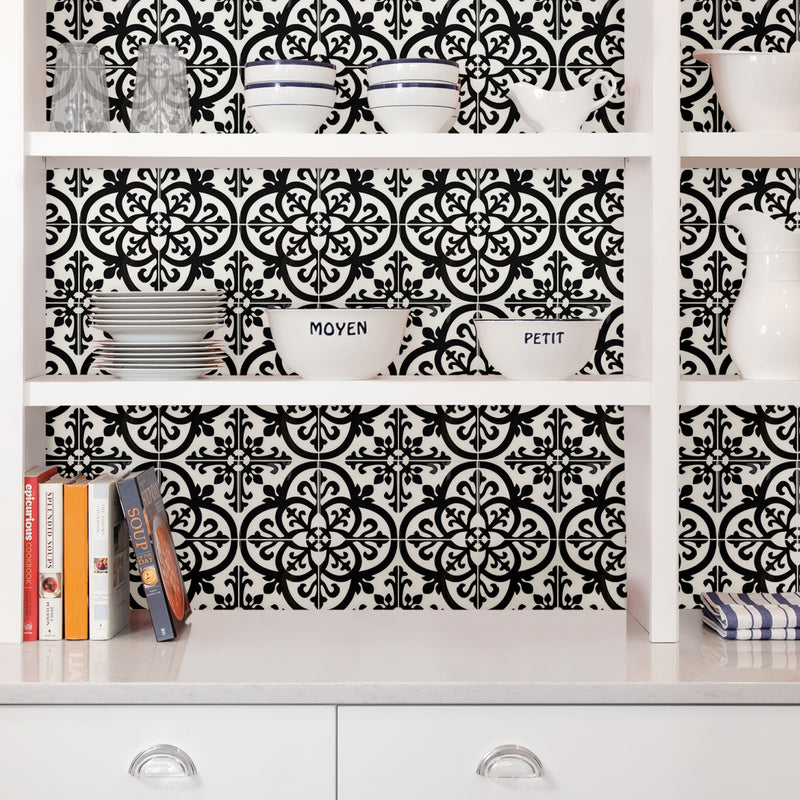 Wallpops Avignon Black and White Peel and Stick Backsplash Tile