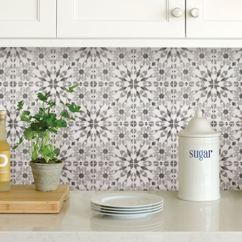 Wallpops Catalan Gray and White Peel and Stick Backsplash Tile