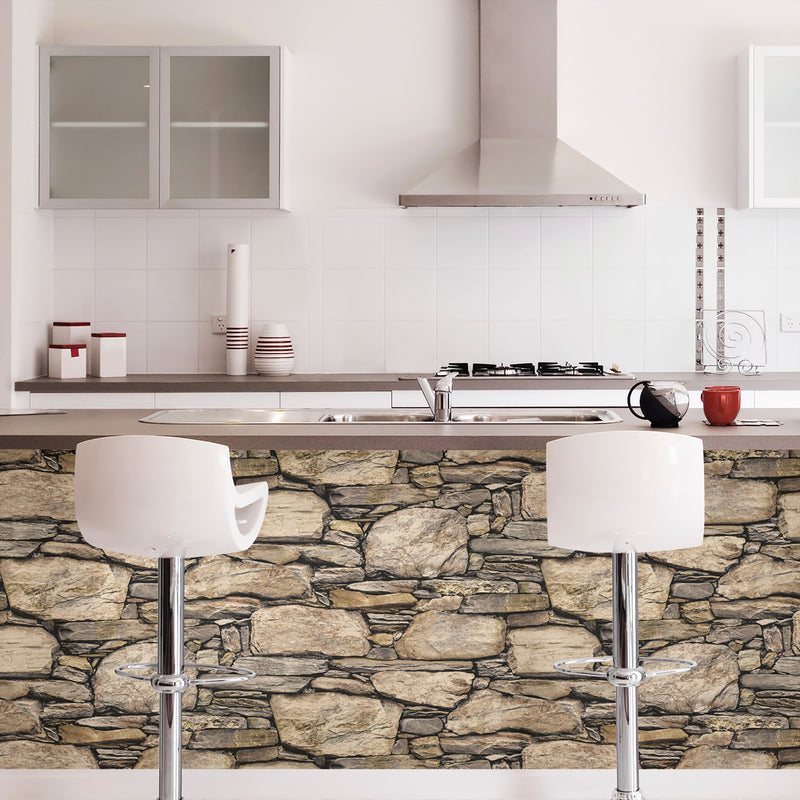 WallPops Hadrian 3D Ledger Stone Wall Peel and Stick Wallpaper