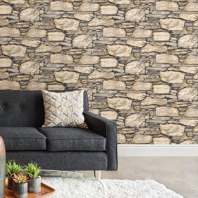 WallPops Hadrian 3D Ledger Stone Wall Peel and Stick Wallpaper