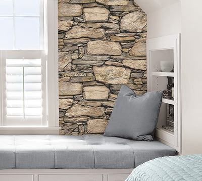 WallPops Hadrian 3D Ledger Stone Wall Peel and Stick Wallpaper