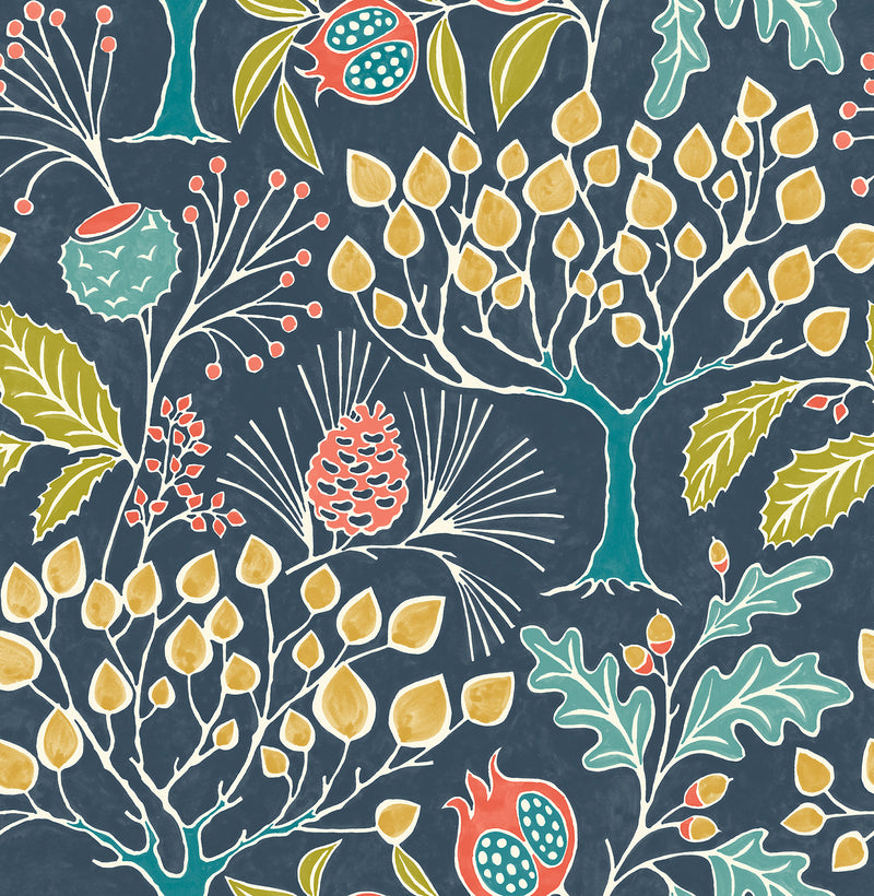 Groovy Garden Navy Peel and Stick Wallpaper