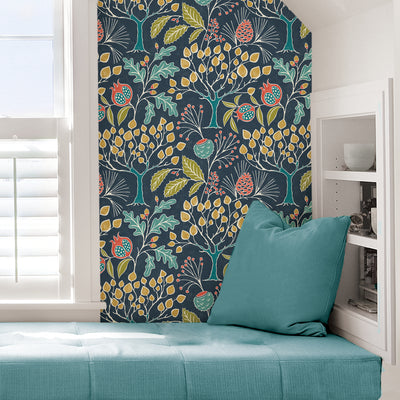 Groovy Garden Navy Peel and Stick Wallpaper