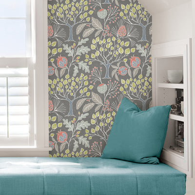 Groovy Garden Gray Peel and Stick Wallpaper