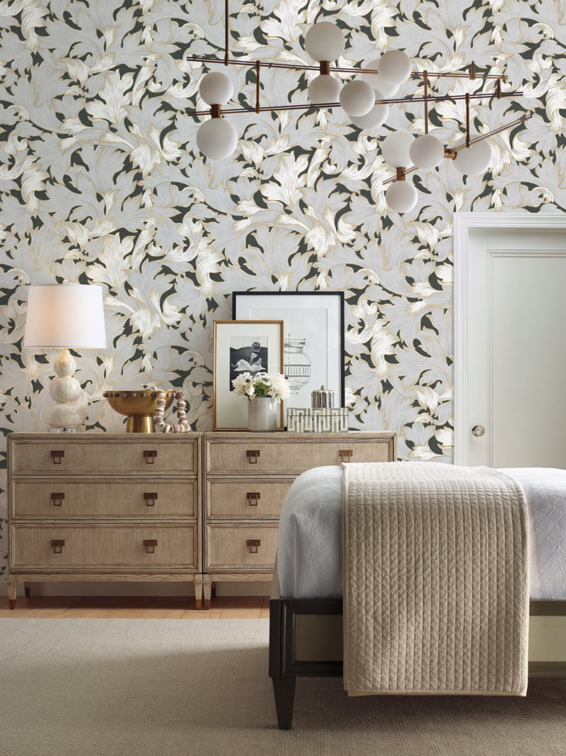 Jade Collection Acanthus Toss Heritage Botanical Wallpaper