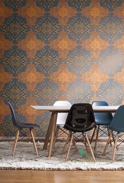 Wallquest Nova Metallic Large Medallion Wallpaper
