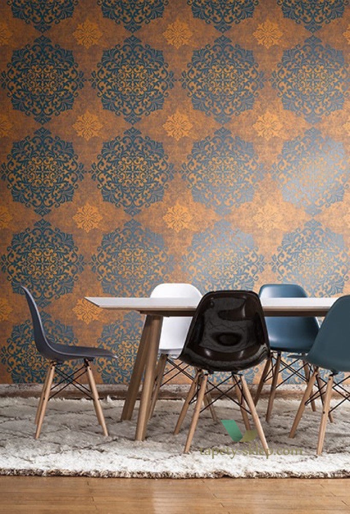 Wallquest Nova Metallic Large Medallion Wallpaper