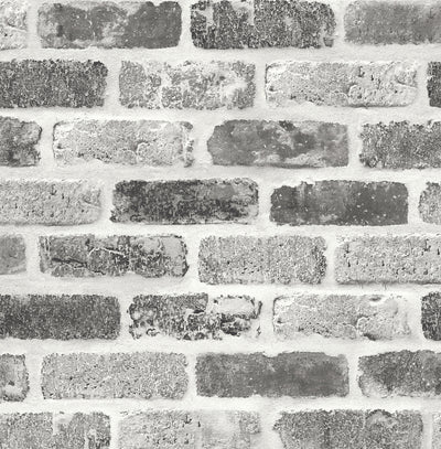 NextWall Peel and Stick Gray Washed Rustic Brick Wallpaper