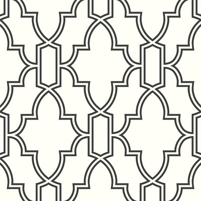 NextWall Peel and Stick Black and White Trellis Modern Wallpaper