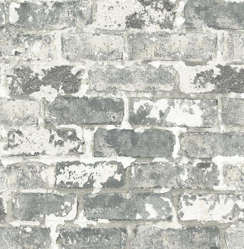 NextWall Peel and Stick Gray Weathered Brick Wallpaper