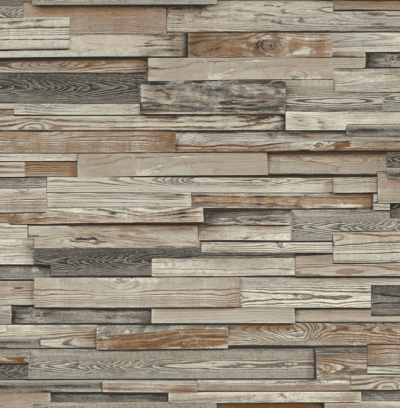 NextWall Peel and Stick Reclaimed Stack Wood Plank Wallpaper